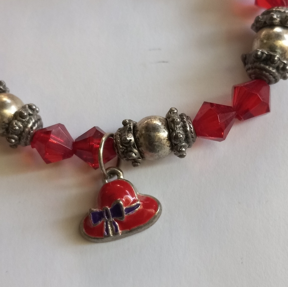 Vtg Red Hat Society Charm Bracelet - Picture 2 of 4